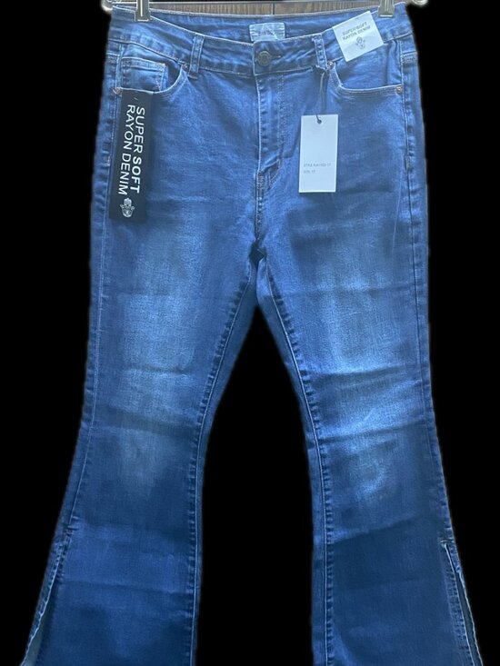 BAMBOO Denim - NWT Y2K-Style Bamboo Flare Jeans with 10" Side Ankle Slits Style R/A 1982-17 SIZ